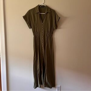 Zara Linen blend Button-Down Maxi Dress